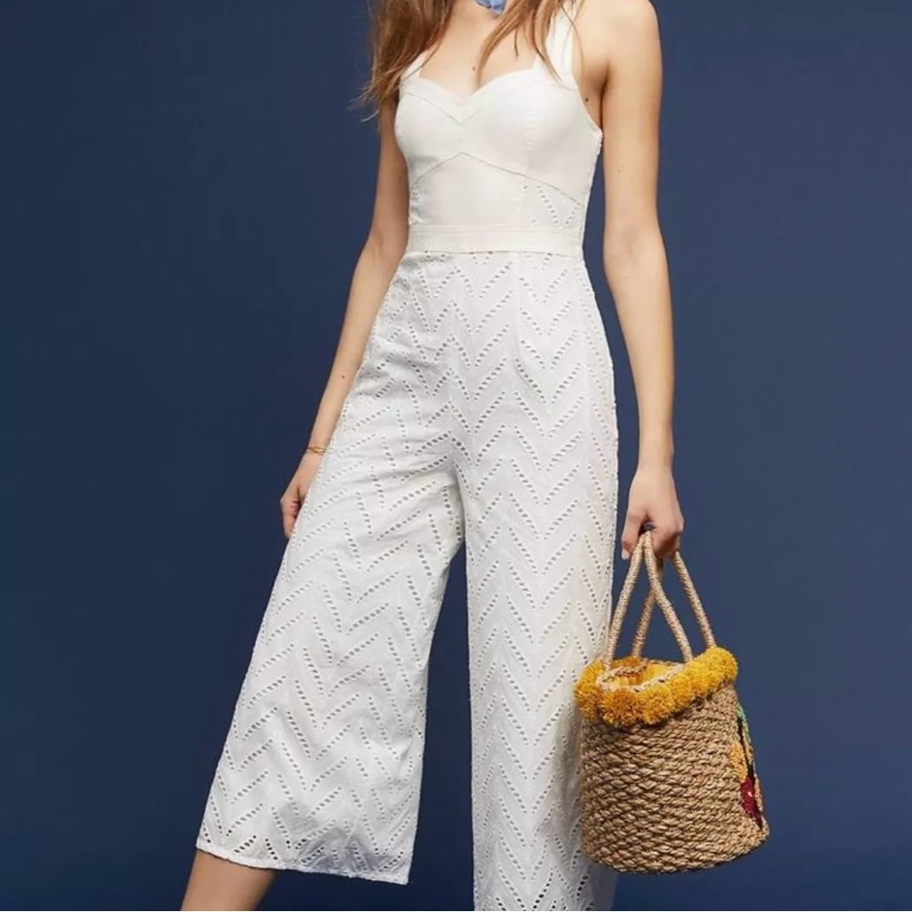 Anthropologie ett:twa Alice Eyelet Jumpsuit, Sz Small